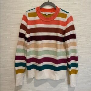 LOFT Women's Colorful Striped Crew Neck Sweater